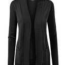 MBJ WSK926 Women's Open Front Casual Long Sleeve Knit Classic Sweater Cardigan with Pockets  Black Small