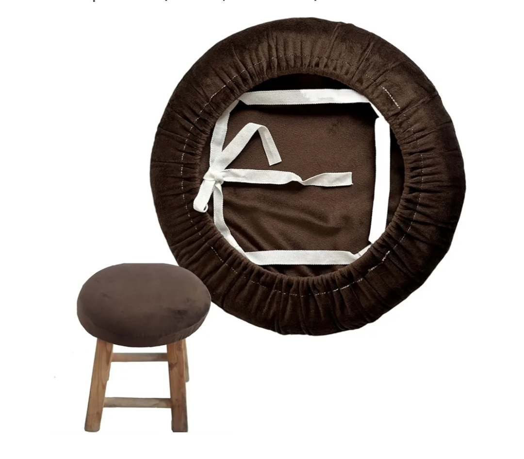 Padded Round Bar Stool Seat Cushion,Bar Stool Cushion Covers with Elastic Band Round Seat Cushions for Chairs Stool Slipcovers (Brown,Dia.10.2in)