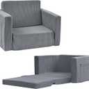 Kids Folding Couch Foam Filled Lounge Toddler Chair Boys Cuddly Corduroy Comfy Bean Bag Chair Couch for Boys and Girls Dark Grey One Size