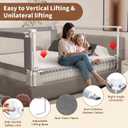 3-Piece King Size Bed Rail for Toddlers - Height Adjustable Baby Bed Rail Guard with Headboard Rod,Safety Bed Rails for King Size Bed with Child Lock(78.74x78.74x74.8 Inch)