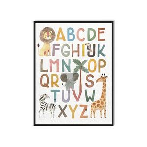 Alphabet Poster Nursery Wall Art: Kids Wall Art Animal Pictures Safari Nursery Decor for Classroom Playroom Wall Hanging Paintings 12"x16",ABC Alphabet Boy Girl Children Room Decor
