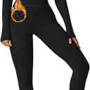 AEEZO Womens Fleece Lined Contour Seams Workout Jumpsuits Zip Up Thermal Yoga Rompers Sexy One Piece Bodycon Playsuit (Large)