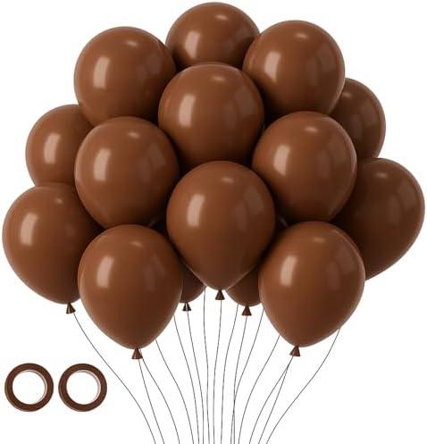 Voircoloria 105pcs Brown Balloons 12inch Party Latex Balloons for Boys Girls Birthday Baby Shower Gender Reveal Wedding Sunflower Party Decorations