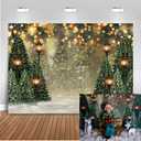 Mocsicka 7x5ft Winter Christmas Backdrop for Photography Christmas Glitter Bokeh Green Pine Tree Lamps Photo Backdrop Xmas Family Pictures for Kids Newborn Photography Background