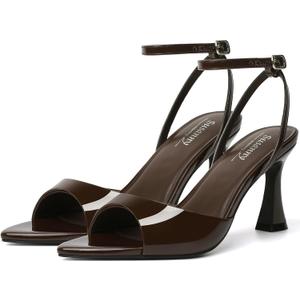 Susanny High Heels for Women Pointed Open Toe Strappy Chunky Block Heels Ankle Strap Stiletto Kitten Heeled Sandals Wedding Bridal Party Prom Sexy Dress Shoes, Size 7