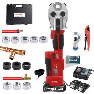 18V MAX 22KN Pro Press Tool, Cordless Plumbing Kit for Copper & PEX Pipes, 3-Second Fast Cycle, 1/2" 3/4" 1" Copper Dies, 3/8"–1" ASTM F1807 PEX Dies, F877 Stainless Sleeves (KF-1930SF)