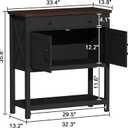 ChooChoo Farmhouse Console Table, Entryway Table with Storage Shelf, Coffee Bar Cabinet, Narrow Buffet Sideboard for Kitchen, Hallway, Living Room, Black, 13.8 inches x 33.5 inches x 35.8 inches