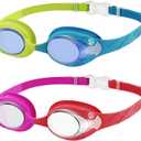 OutdoorMaster Kids Swim Goggles 2 Pack - Quick Adjustable Strap Swimming Goggles for Kids (One Size, Blue Pink)