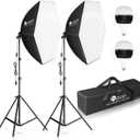 HPUSN Softbox Photography Lighting Kit 30"X30" Professional Continuous Lighting System Photo Studio Equipment with 2pcs E27 Socket 5400K Bulbs for Portraits Advertising Shooting YouTube Video (SB02-6)