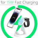 Wireless Charger Compatible with Mag-Safe,3 in 1 Charging Station for iPhone17/16/15/14/13/12 Series, Apple Watch,AirPods,15W Fast Charging (Adapter Included)