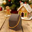 CIEOVO 50Pcs Christmas Gingerbread House Kit, Cardboard House-Shaped Cookie Gift Boxes with Ropes for DIY Crafts Holiday Party Favors Bulk Supplies (Dark brown)