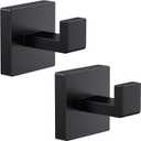 Kruodop 2 PCS Towel Hooks for Bathroom, Wall Mount Towel Holder, Black Matte Wall Robe Hook,Square Stainless Steel Door Hanger Towel Hook for Kitchen, Bedroom,Hotel,Pool,Coats