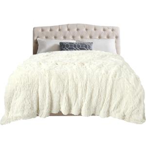 TOONOW Extra Soft Fuzzy Faux Fur Blanket Queen Size 78"x90", Reversible Lightweight Decorative Blankets and Throws Super Soft Cozy Microfiber Fleece Fuzzy Blankets for Couch Bed, Cream White