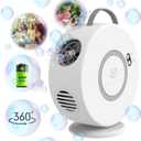 Bubble Machine for Kids Toddlers,Automatic Bubble Blower Rechargeable, 90 360 Auto Rotatable Portable Bubble Maker Electric Bubbles Toy for 3 4 5 6 7 8 Year Old, Outdoor Wedding Party Gifts (White)