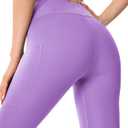 Womens Seamless Leggings 28" Inseam with Pockets Buttery Soft High Waisted Tummy Control Full Length Yoga Pants (Purple, M)