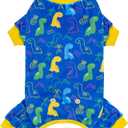 KYEESE Dog Pajamas Comfy Clothes Stretchy Pet Onesie Outfit Velvet Coat with Dinosaur Soft Dog Pjs Doggie Jammies for Small Dogs Boy Girl, X-Large