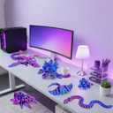 3D Printed Animals Sets - 6PCS Dragon Snake Spider Stingray Collections Fidget Stuff for Adults, Desk Home Office Decor, Birthday Party Halloween (Blue and Purple Set)