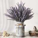 LESING Artificial Lavender Flowers with Vase,Fake Lavender Plant Artificial in Metal Vase for Kitchen Counter Rustic Farmhouse Decor (Heart,Purple)