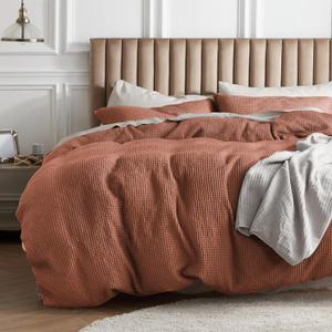 Bedsure Cotton Duvet Cover Queen - 100% Cotton Waffle Weave Burnt Orange Duvet Cover Queen Size, GentleSoft and Breathable Bedding Set for All Season, 3 Pieces, 90"x90" Bedsure Cotton Duvet Cover Queen - 100% Cotton Waffle Weave Burnt Orange Duvet Cover Queen Size, GentleSoft and Breathable Bedding Set for All Season, 3 Pieces, 90"x90"