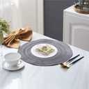 Round Placemats Set of 6 Round Braided Place mats 15 Inches Table Mats for Dining Tables Washable Heat Resistant Place mats for Party, Tabletop Accessories (Grey,6)