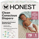 The Honest Company Comfort Dry Disposable Diapers for Sensitive Skin, Hypoallergenic, All The Alpacas + Turtle Time, Club Box Size 1 (8-14 lbs) 78 Count