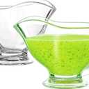 XANADU Mini Gravy Boat Creamer Glass Milk Frothing Pitcher Set of 2, 7 OZ Carafe for Coffee, Sauce, Gravy, Syrup, Milk