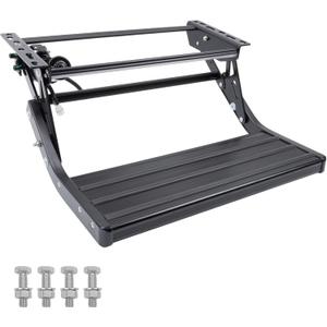 Electric Retractable RV Steps with LED Lighting, 400 LBS Load Capacity, Foldable Aluminum Alloy Camper Steps, Thickened Steel Plate Trailer Steps, Non-Slip Design, Ideal for RV, Trailer, Camper (Black)