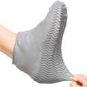 Unisex Waterproof Shoe Covers, Reusable, Slip-Resistant, Silicone Shoe Protectors Grery X-Large (Label XL: Size US 10-13.5, Grey)
