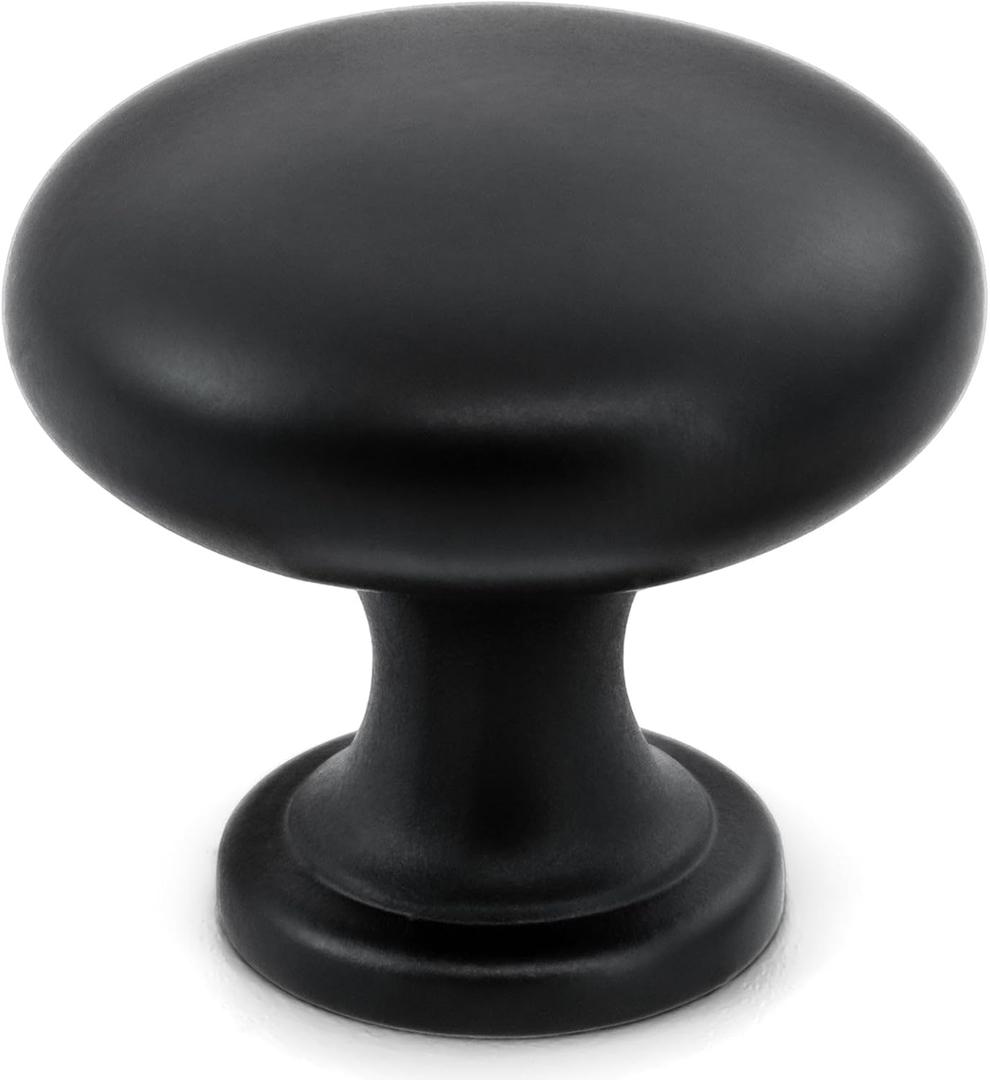 HESTIA HARDWARE 20 Pack | 1.15 Inch Black Cabinet Knobs | Round Matte Black Drawer Knobs for Kitchen and Bathroom Cabinets (Z5.20.D) (Black)