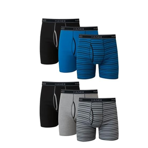 Hanes mens Ultimate FreshIQ Tagless Cotton Boxer ComfortFlex Waistband Brief, 6 Pack  Striped Assorted, Medium
