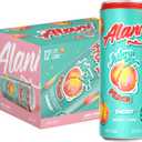 Alani Nu JUICY PEACH, Sugar Free, Low Calorie Energy Drinks, 200mg Caffeine, Biotin, B Vitamins, Zero Sugar, 10 Calories, 12 Fl Oz Cans, 12 Pack, BB Date: 04/27