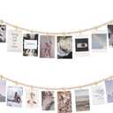 Mkono Hanging Photo Display with Clips, Boho Wooden Bead Garland Banner, Collage Card Picture Kids Art Holder String with 10 Clips for Christmas Bedroom Dorm Decor, Teen Girl Gifts, Brown, 2 Pack