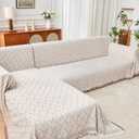 HOMERILLA Sectional Couch Covers for Sectional Sofa L Shaped Sofa Cover Blanket 2 Pieces L Shape Furniture Protector for Pets Dogs(Khaki White, XX-Large)