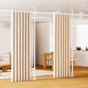 BONPALLY Room Divider Curtain Rod for Wide Space Room Separation, 28-171inch(W) 4-10ft(H) Adjustable No Drilling Tension Curtain Rods, Heavy Duty Temporary Privacy Wall Divider, White