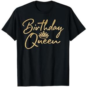 Birthday Queen B-Day Shirt Gift Girly Golden Crown T-shirts T-Shirt Grey 2XL