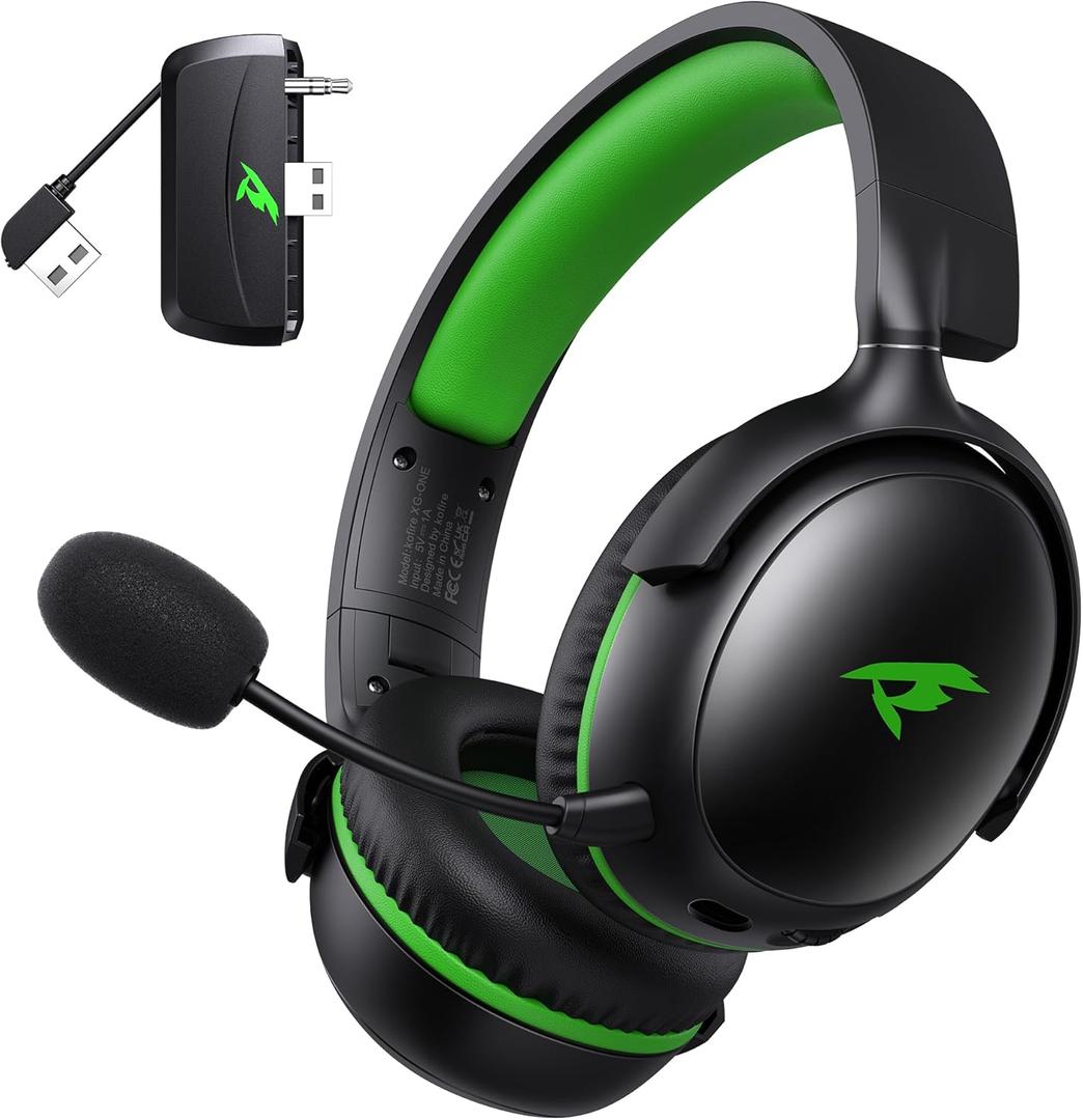 Wireless Gaming Headset for XBOX Series X|S|One, PC, PS5, PS4, Mac, Switch, Gaming Headphones with 2.4GHz, Bluetooth 5.4, 53MM 3D Stereo Sound, 60H Battery, Detachable Noise Canceling Mic, 3.5mm Wired (Black-Green)