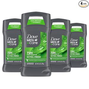 Dove Men+Care Antiperspirant Deodorant Stick for Men 4 Count Extra Fresh with 72hour Sweat & Odor Protection with 1/4 Moisturizing Cream & Longlasting Citrus scent 2.7 oz