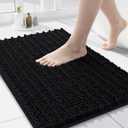 Arotive Luxury Chenille Bathroom Rug Mat, Extra Soft Thick Absorbent Shaggy Bath Rugs, Non-Slip Machine Wash Dry, Plush Bath Mats for Bathroom, Shower and Tub, 24x16, Black