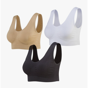 Lemef 3-Pack Seamless Sports Bra Wirefree Yoga Bra with Removable Pads for Women 4XL