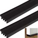 2 Pcs 4 Feet Black Vinyl Door Bottom Adjustable Weatherstrip Door Bottom with Drip Cap Weatherproof Under Doors Seal for Gaps from 1/4'' to 9/16'' for 1 3/4'' to 2'' Thick Doors