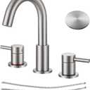 KZH Brushed Nickel Bathroom Faucet for Sink 3 Hole, 8 inch Widespread Bathroom Sink Faucet with Pop Up Drain and 360 Swivel Spout