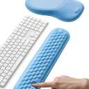 Meatanty Keyboard and Mouse Pad Wrist Rest Set, Ergonomic Wrist Pad Support, Computer Hand Palm Rest Combo, Memory Foam Typing Desk Accessories Carpal Tunnel Cushion, Laptop Office Home School-Blue