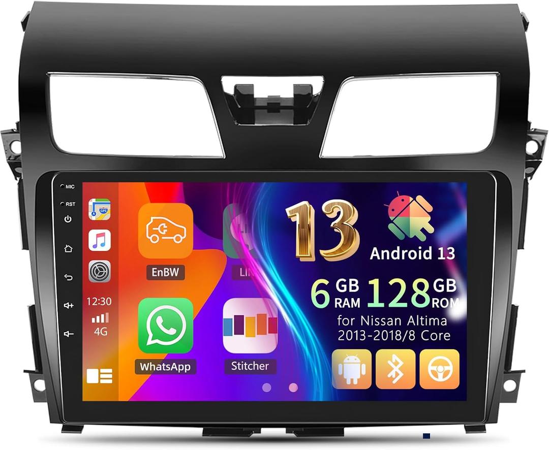 [6G+128G] Android 13 Car Stereo for Nissan Altima 2013-2018 with Wireless CarPlay Android Auto,10.1" Touchscreen Car Radio with Mirror Link Voice Control WiFi/GPS,Bluetooth,FM/RDS SWC+Backup Camera