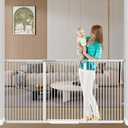 Fairy Baby 40.5" Extra Tall Baby Gate, 72.3"-76.7" Extra Wide Long Pet Gate, Metal Auto Close Safety Child Gate Indoor, Pressure Mounted Dog Gate No Climb Fence for Stairs Doorways Kid or Pet, White
