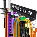Gym Home Rack 8 Hook Heavy-Duty Wall-mounted Organizer Multi-Purpose Workout Gear Wall Hanger Storage for Resistance Bands Jump Ropes Lifting Belt Fitness Bands Barbells Carabiners Included (NEVER GIVE UP)