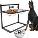 SHAINFUN Elevated Dog Feeder for Large Breeds, Adjustable Height Raised Dog Bowl Stand with 3000ML Stainless Steel Bowls