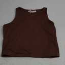 REORIA Butsmooth Women's Sleeveless Halter Neck Double Lined Casual Basic Crop Tank Tops (Medium, Coffee)