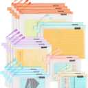 EVA Frosted Mesh Zipper Pouch Bags,18 Pcs 6 Sizes Plastic Bags, 6 Colors Waterproof Pouches, for Travel, School Supplies, Office and Home Organization (18 pcs, Multicolor)