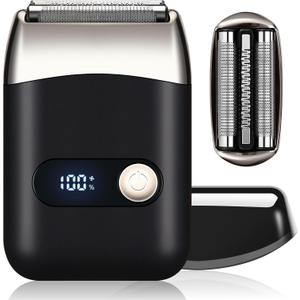 Electric Shavers for Men, Electric Foil Razor, Portable Compact Travel Foil Shaver with Floating Blade - 2-Speed Adjustment, USB-C Fast Charging, Mini & Lightweight, Clear Led Display