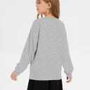 Girls Sweatshirt Crew Neck Plain Long Sleeve Casual Loose Pullover with Pockets Athletic Top (Gray, S)
